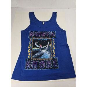 Vintage North Shore Sun Sport 80s 90s Graphic Print Tank Top Mens M Medium Ocean